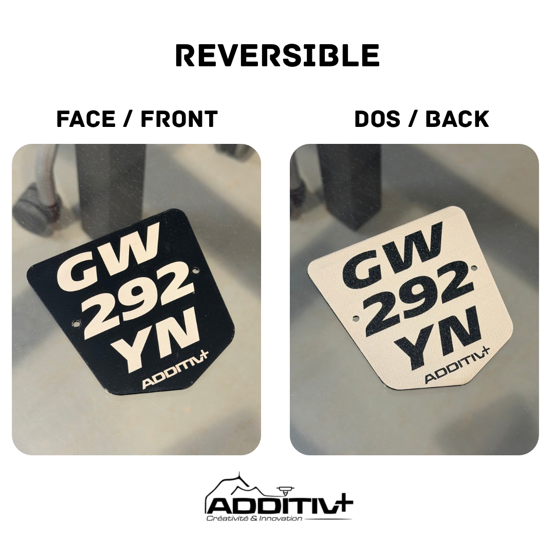 Plaque immatriculation souple personnalisée AdditivPlus